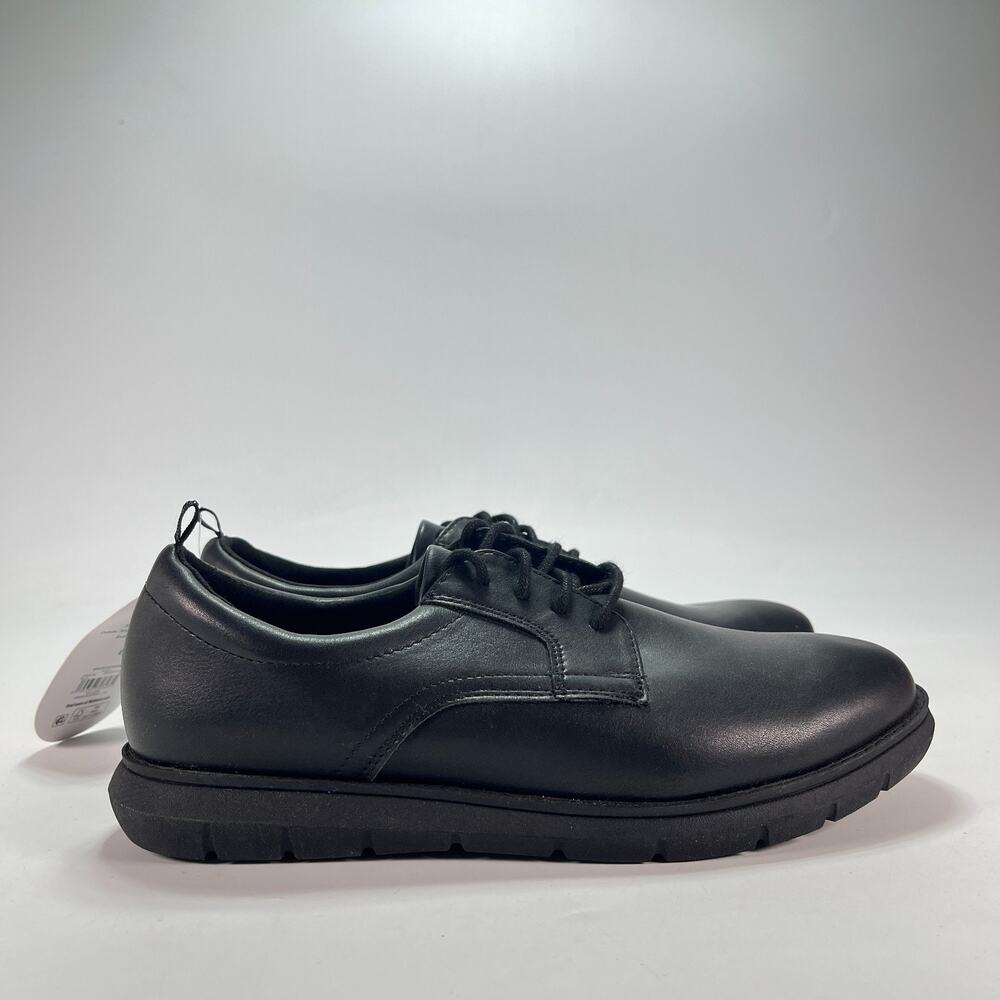Wonder Nation Black Faux Leather Comfort Casual Oxford Dress Shoes Youth Size 6